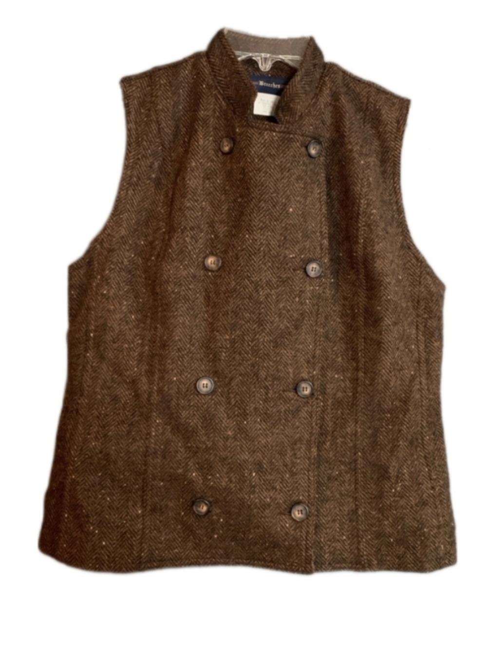 Breeches Vest Brown Herringbone Wool Double Breasted Equestrian Old Money